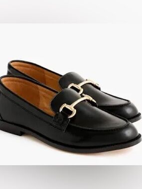 J.Crew Black Classic Gold Horsebit Slip-On Loafers - Size 9.5⁠